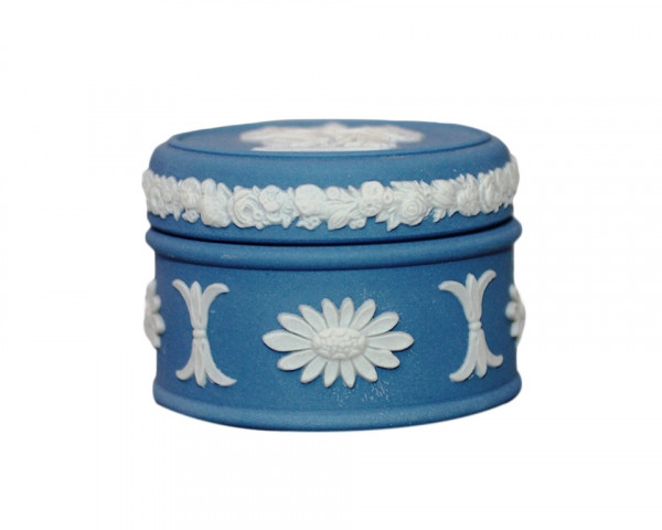 Шкатулка Мифология Wedgwood круглая голубая